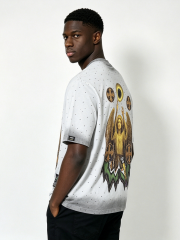 Custom Vintage Washed Angel Graphic T-Shirt - LW&SUNKUN Men's Gothic Cross Print Streetwear Tee OEM/ODM Wholesale