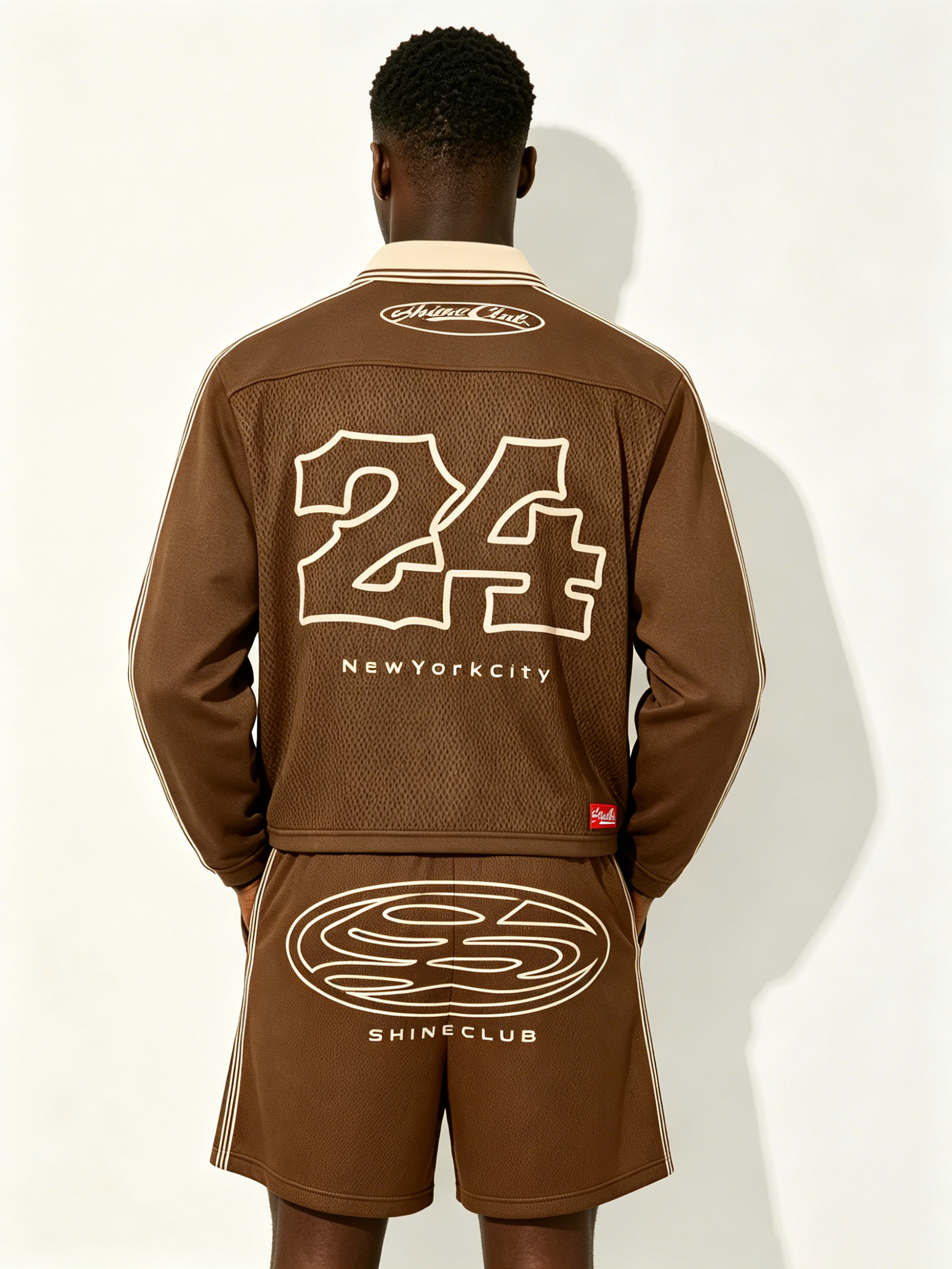Custom Brown "SHINE CLUB" Retro Soccer Jersey Set - LW&SUNKUN Men's Vintage Streetwear Tracksuit OEM/ODM Wholesale