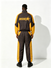 Custom Black & Yellow "BRAND" B95 Racing Tracksuit Set - LW&SUNKUN Men's Retro Streetwear Jacket & Joggers OEM/ODM Wholesale
