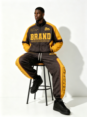Custom Black & Yellow "BRAND" B95 Racing Tracksuit Set - LW&SUNKUN Men's Retro Streetwear Jacket & Joggers OEM/ODM Wholesale
