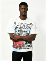 Custom JDM Car City Graffiti Oversized T Shirt Manufacturer | Men Heavyweight Urban Racing Cartoon Print Boxy Tee Private Label Streetwear Apparel, 50 MOQ, 7-Day Sample & 15-Day Bulk Production