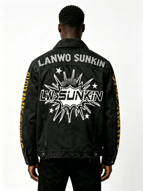 Custom Vintage Black Distressed Denim Jacket Manufacturer | Men Cross Graphic Leopard Patch Zip Up Trucker Jacket Private Label Streetwear Coat, 50 MOQ, 7-Day Sample & 15-Day Bulk Production