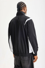 Custom Retro 90s Color‑Block Nylon Track Jacket | Men Oversized Stand Collar Windbreaker With Script Logo & Number 94 Print Streetwear