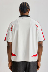 Custom Retro Soccer Jersey Polo Shirt | Men Color‑Block V‑Neck Collared Oversized Streetwear Football Jersey Tee