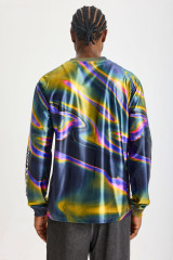 Custom Holographic Swirl Marble All‑Over Print Long‑Sleeve Jersey | Men Sublimation Oversized Retro Streetwear Long Sleeve Tee