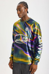 Custom Holographic Swirl Marble All‑Over Print Long‑Sleeve Jersey | Men Sublimation Oversized Retro Streetwear Long Sleeve Tee