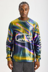 Custom Holographic Swirl Marble All‑Over Print Long‑Sleeve Jersey | Men Sublimation Oversized Retro Streetwear Long Sleeve Tee