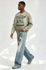 Custom Vintage Wash Distressed “The 27 Club” Rock‑n‑Roll Cropped Crewneck Sweatshirt | Men Destroyed Oversized Streetwear Pullover
