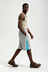 Custom Heather Grey Side Zip Contrast Liner Sweat Shorts | Men Oversized Streetwear Knee Length French Terry Shorts