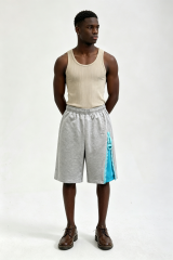 Custom Heather Grey Side Zip Contrast Liner Sweat Shorts | Men Oversized Streetwear Knee Length French Terry Shorts