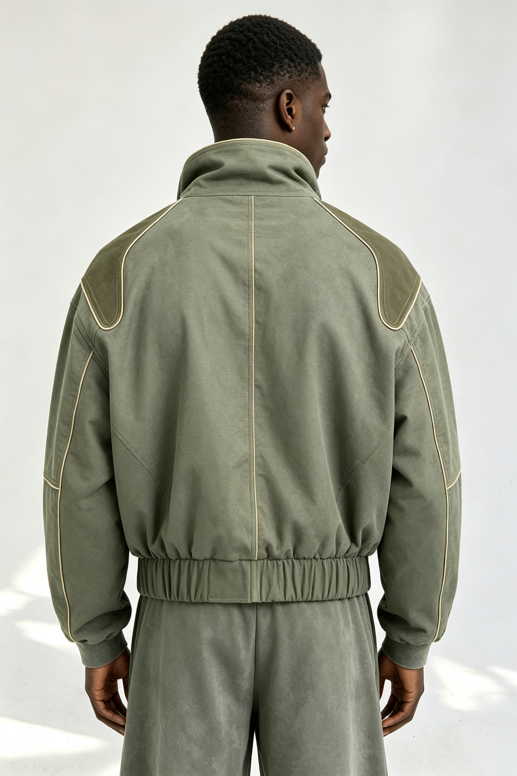 Custom Men Chinese Frog Button Stand Collar Jacket, Flame Print Sleeve Retro Streetwear Oversized Bomber