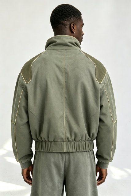 Custom Men Chinese Frog Button Stand Collar Jacket, Flame Print Sleeve Retro Streetwear Oversized Bomber