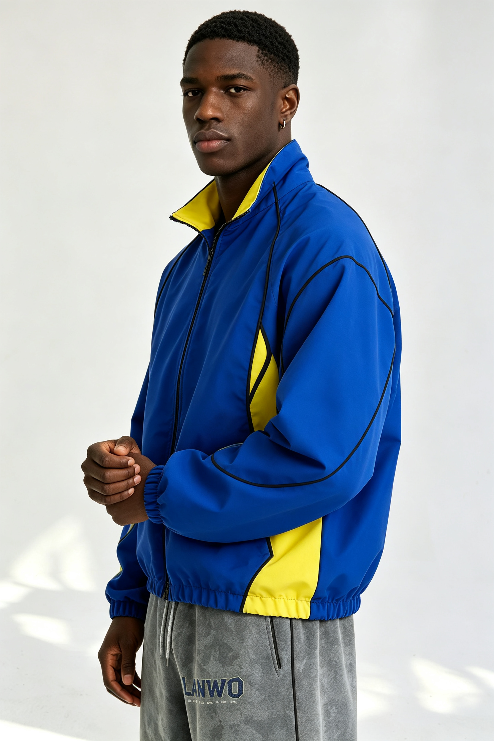 Custom Men Color Block Track Jacket, Retro Stand Collar Raglan Sleeve Streetwear Windbreaker