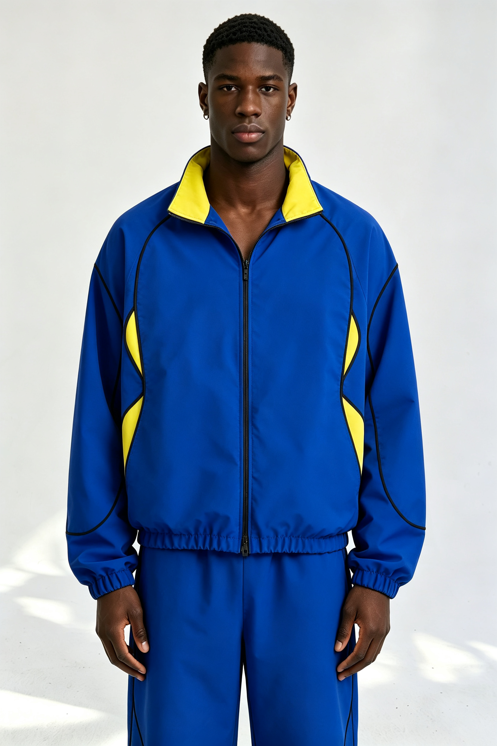 Custom Men Color Block Track Jacket, Retro Stand Collar Raglan Sleeve Streetwear Windbreaker