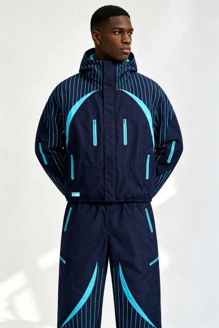 Custom Men Striped Color Block Hooded Tracksuit, 2 Piece Jacket & Pants Streetwear Windbreaker Set