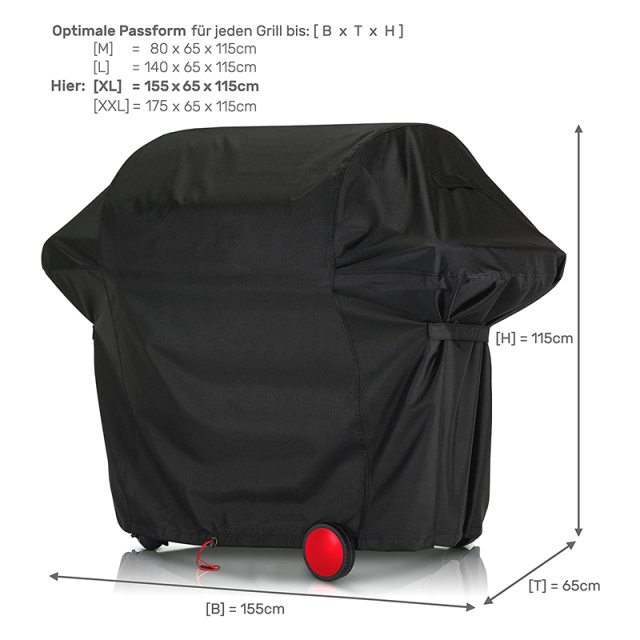 Premium BBQ Grill Cover L, 155 x 65 x 115 cm Barbecue Covers for Gas Grill