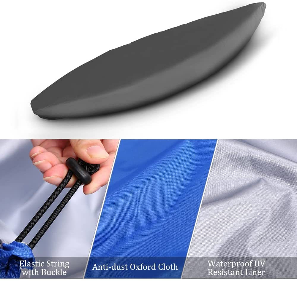 3.1-3.5m/10.1-11.4ft Kayak Cover Canoe Storage Dust Cover Waterproof & UV Protection Cover, Outdoor Fishing Boat Cover