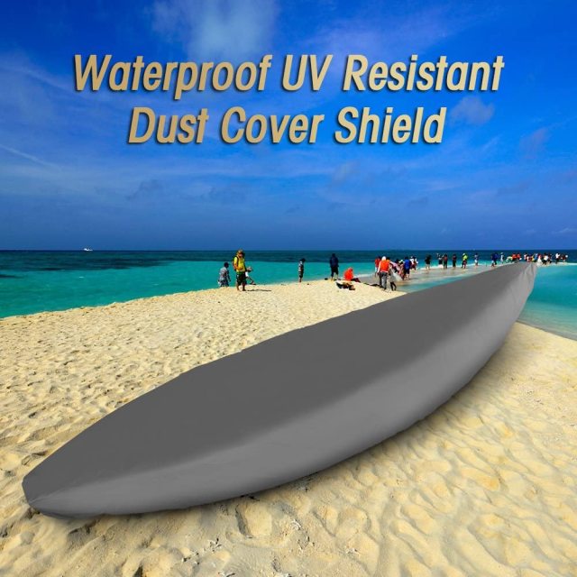 3.1-3.5m/10.1-11.4ft Kayak Cover Canoe Storage Dust Cover Waterproof & UV Protection Cover, Outdoor Fishing Boat Cover