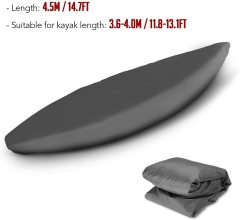 3.1-3.5m/10.1-11.4ft Kayak Cover Canoe Storage Dust Cover Waterproof & UV Protection Cover, Outdoor Fishing Boat Cover