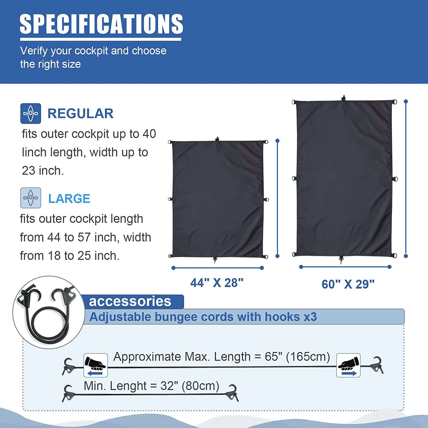 Universal Kayak Cockpit Drape Waterproof Seal Cockpit Cover for Indoor and Outdoor Storage