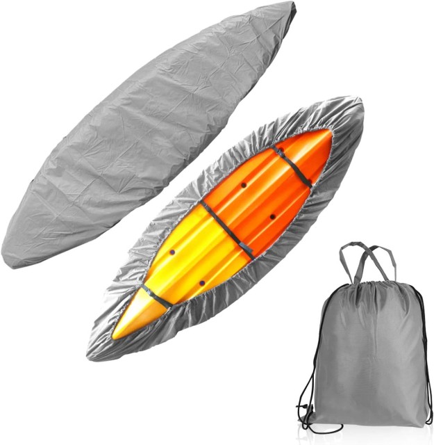 7.8-18ft Waterproof Kayak Canoe Cover-Storage Dust Cover UV Protection Sunblock Shield for Fishing Boat /Kayak / Canoe 7 Sizes Grey