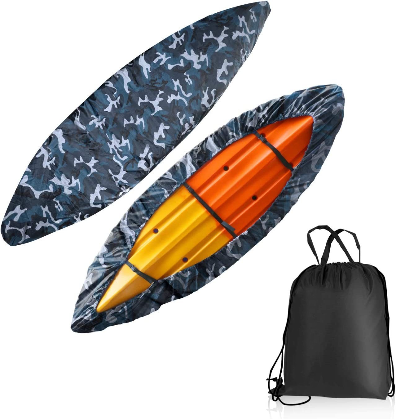 7.8-18ft Waterproof Kayak Canoe Cover-Storage Dust Cover UV Protection Sunblock Shield for Fishing Boat /Kayak / Canoe 7 Sizes Camouflage navy blue