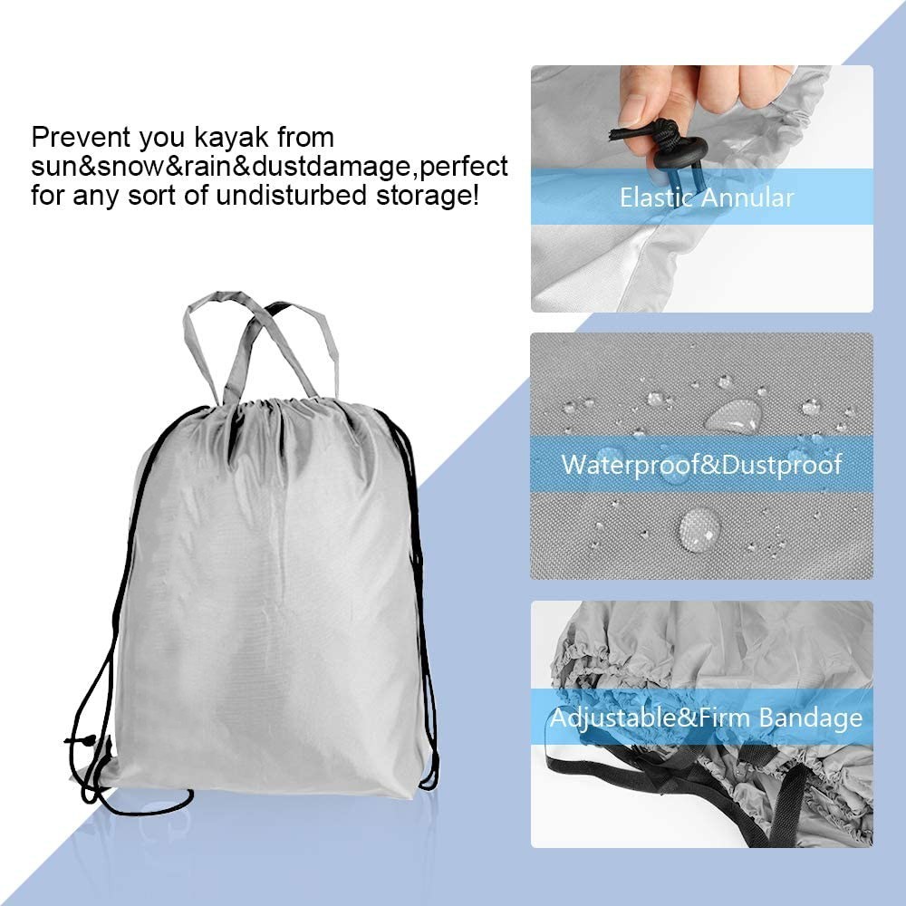 7.8-18ft Waterproof Kayak Canoe Cover-Storage Dust Cover UV Protection Sunblock Shield for Fishing Boat /Kayak / Canoe 7 Sizes Silver