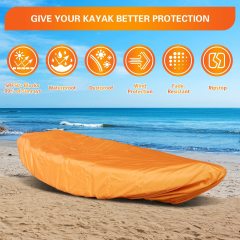 7.8-18ft Waterproof Kayak Canoe Cover-Storage Dust Cover UV Protection Sunblock Shield for Fishing Boat /Kayak / Canoe 7 Sizes Orange