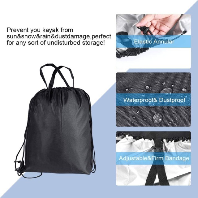7.8-18ft Waterproof Kayak Canoe Cover-Storage Dust Cover UV Protection Sunblock Shield for Fishing Boat /Kayak / Canoe 7 Sizes Black