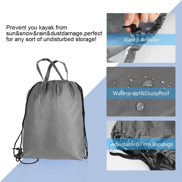 7.8-18ft Waterproof Kayak Canoe Cover-Storage Dust Cover UV Protection Sunblock Shield for Fishing Boat /Kayak / Canoe 7 Sizes Grey