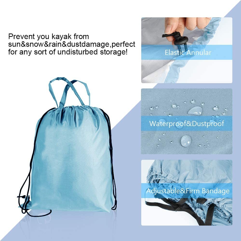 7.8-18ft Waterproof Kayak Canoe Cover-Storage Dust Cover UV Protection Sunblock Shield for Fishing Boat /Kayak / Canoe 7 Sizes Baby Blue