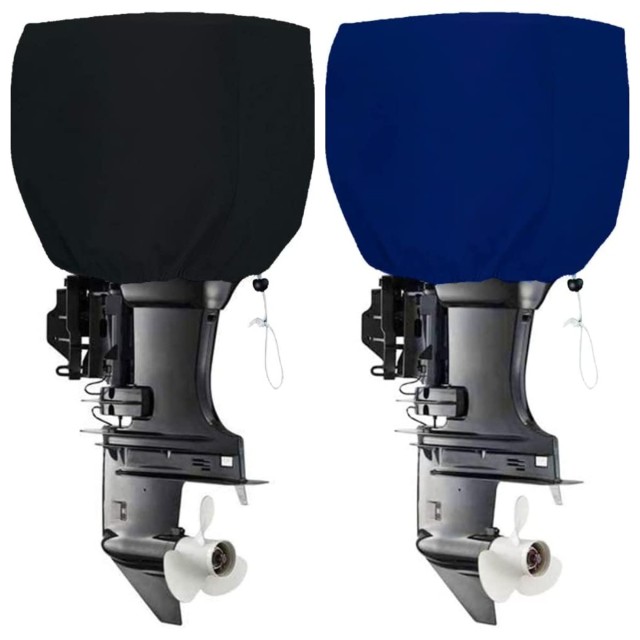 Outboard Motor Cover, Heavy Duty Boat Engine Hood Covers Water Resistant Boat Motor Cover Outboard Engine Cover .Black/Blue