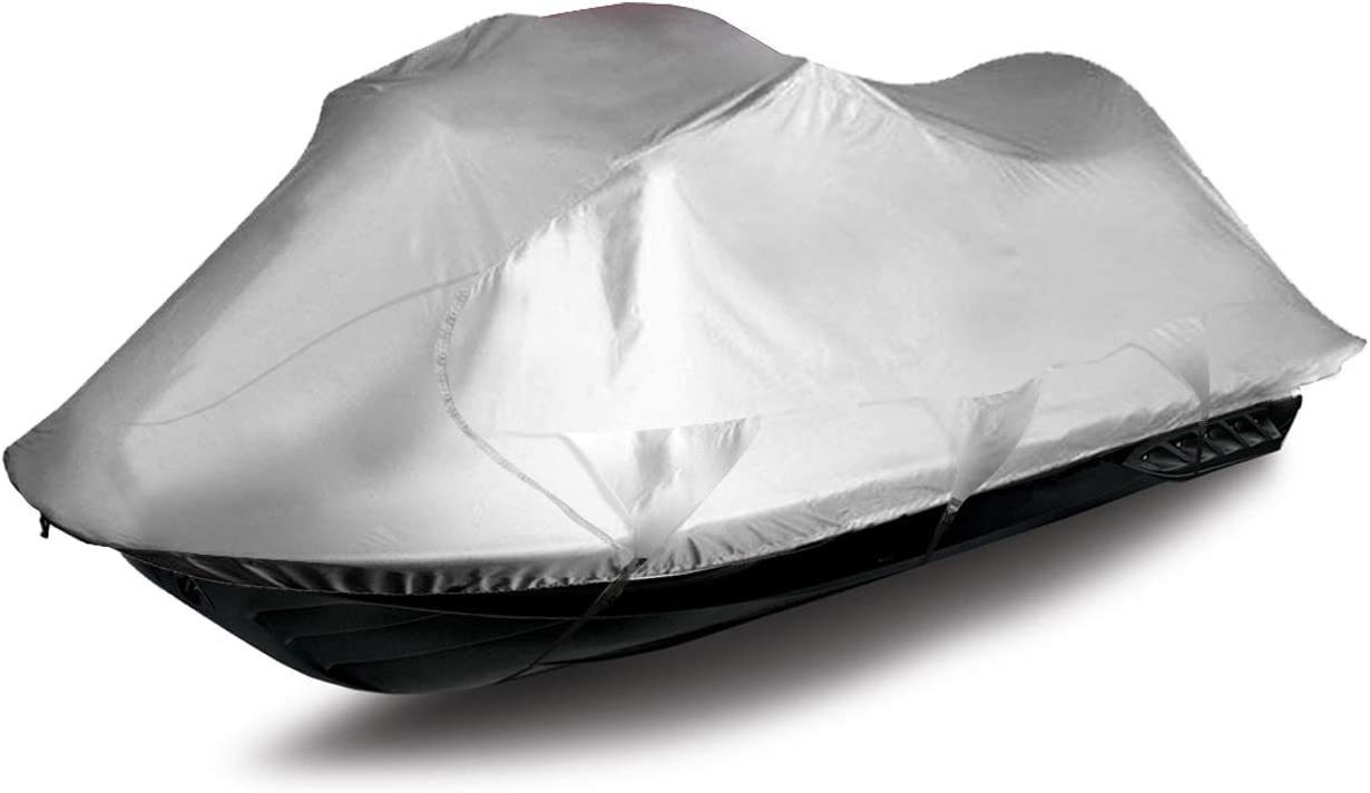 Jet Ski Cover, Waterproof Marine Grade 600D Heavy Duty Polyester PWC Cover Six Sizes Silver Color