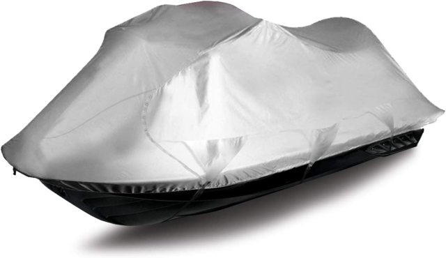 Jet Ski Cover, Waterproof Marine Grade 600D Heavy Duty Polyester PWC Cover Six Sizes Silver Color