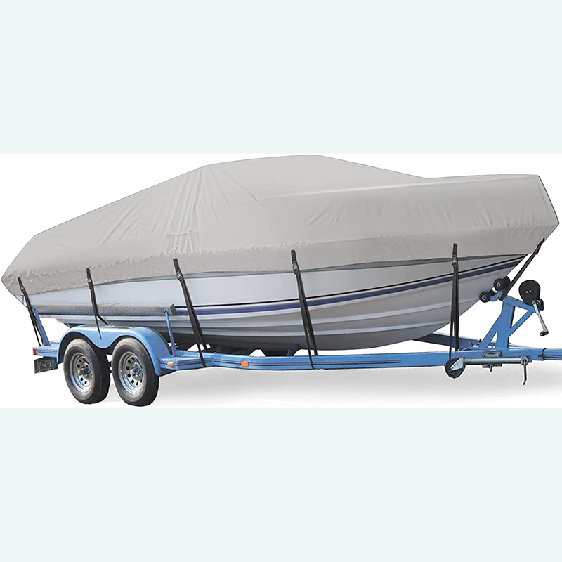 Boat Cover, Heavy Duty Waterproof Trailerable Boat Cover, UV Resistant Marine Grade Outboard Cover Compatible for Bass Boat, Fits Bayliner Tri-Hull V-Hull Fishing Runabout Boat, Grey