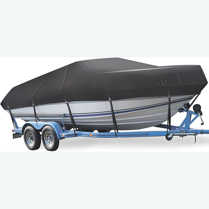 Boat Cover, Heavy Duty Waterproof Trailerable Boat Cover, UV Resistant Marine Grade Outboard Cover Compatible for Bass Boat, Fits Bayliner Tri-Hull V-Hull Fishing Runabout Boat, Black