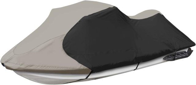 Jet Ski Cover, Waterproof Marine Grade 600D Heavy Duty Polyester PWC Cover Six Sizes Black and Grey Color