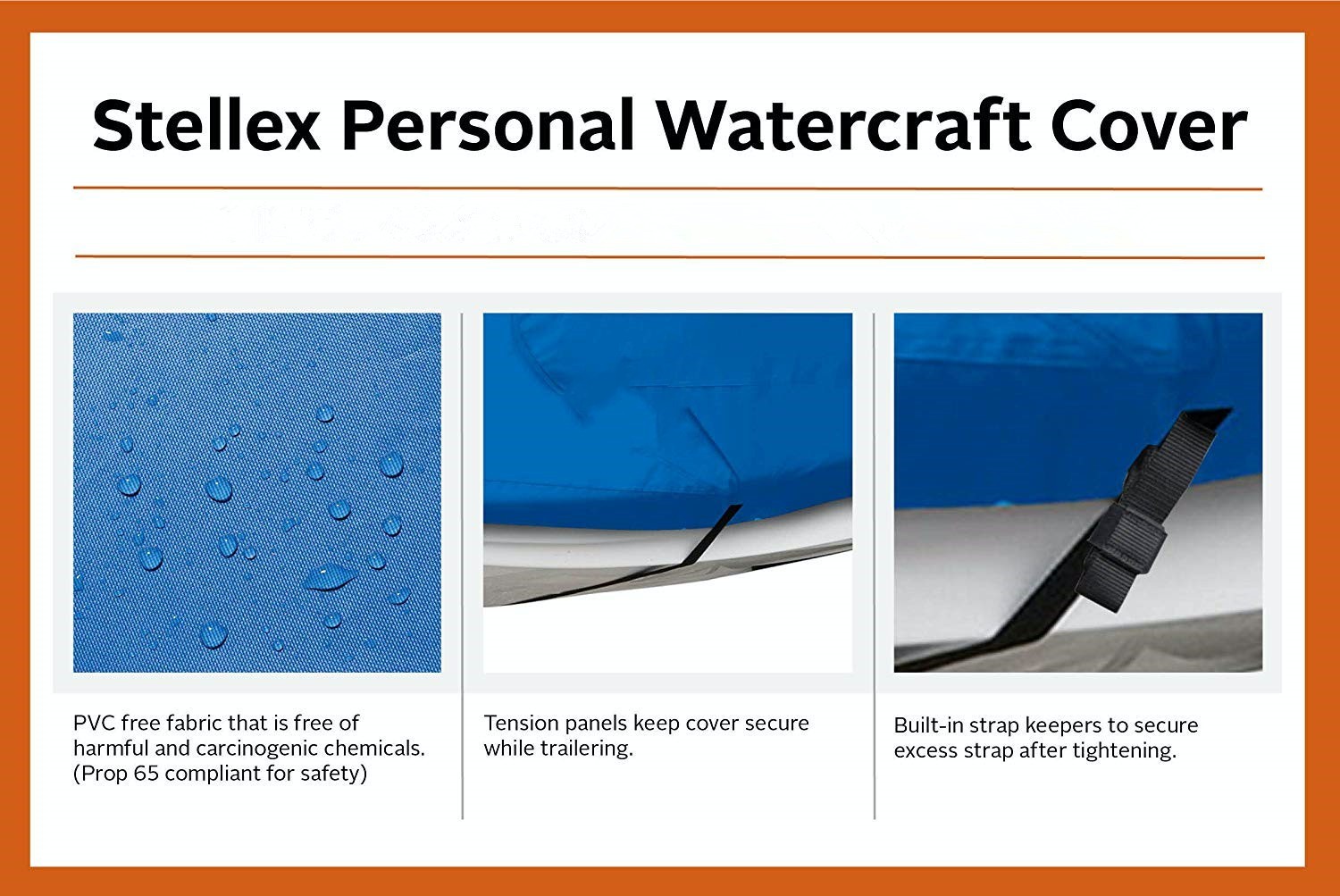Jet Ski Cover, Waterproof Marine Grade 600D Heavy Duty Polyester PWC Cover Six Sizes Blue Color