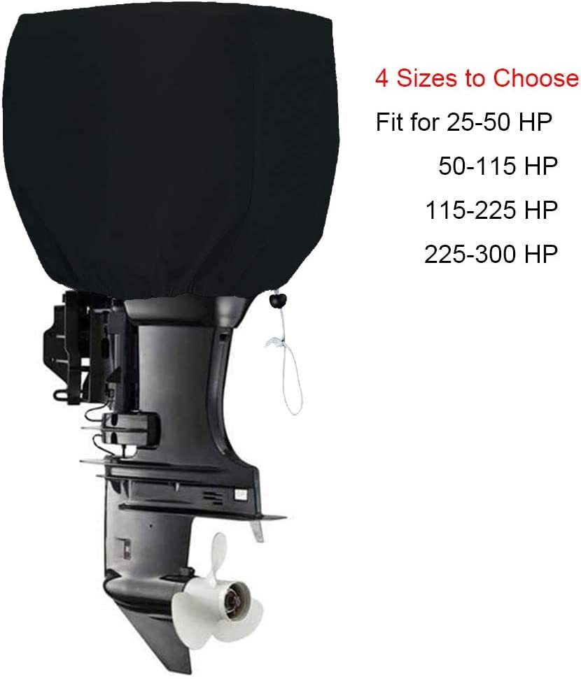 Outboard Motor Cover, Heavy Duty Boat Engine Hood Covers Water Resistant Boat Motor Cover Outboard Engine Cover .Black/Blue