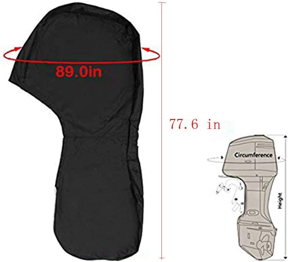 Boat Motor Covers, Full Outboard Motor Cover with 420D Heavy Duty Oxford Fabric Extra PVC Coating, Water Resistant Outboard Engine Covers Fit for Motor 100-300 HP