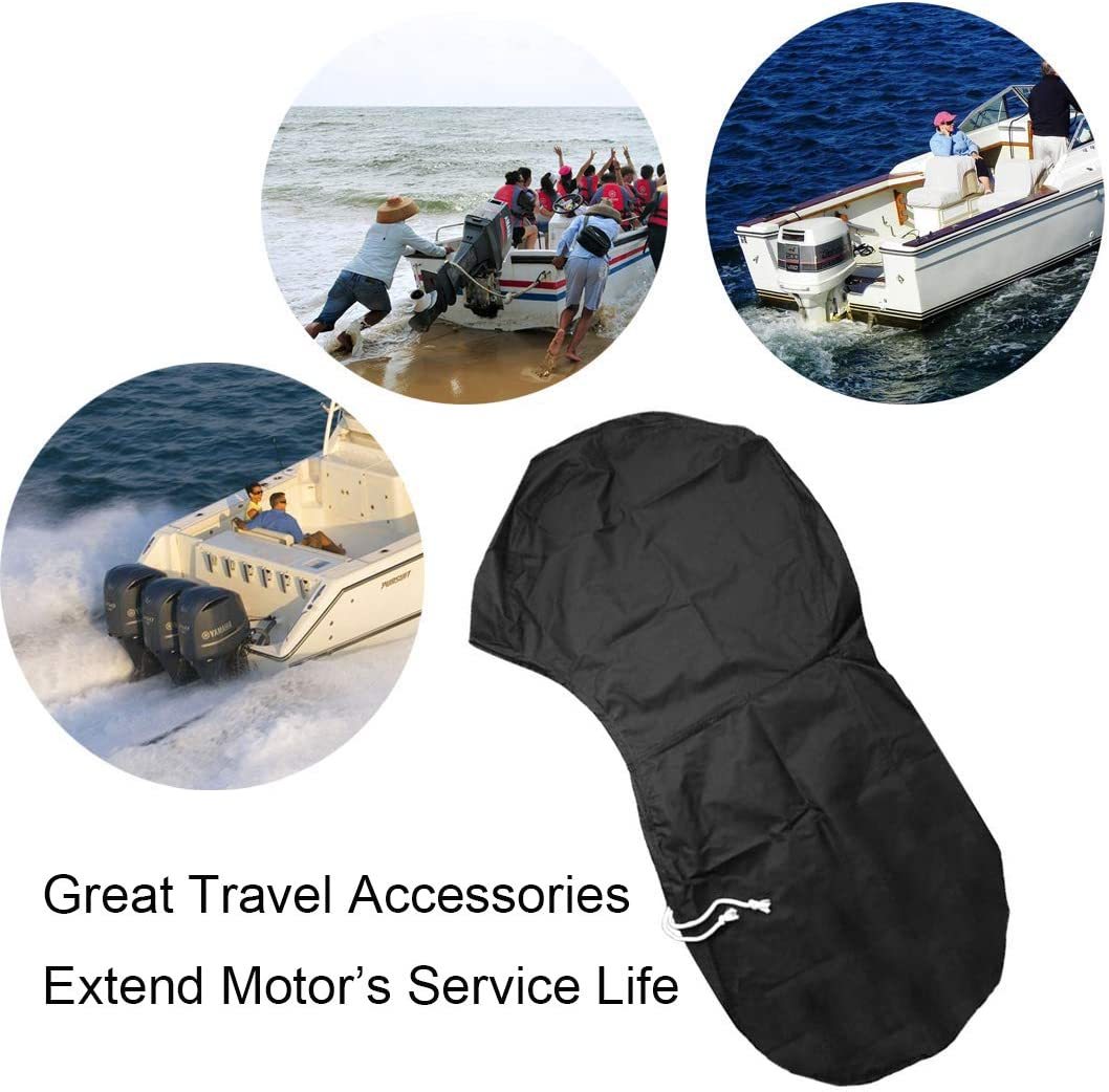 Boat Motor Covers, Full Outboard Motor Cover with 420D Heavy Duty Oxford Fabric Extra PVC Coating, Water Resistant Outboard Engine Covers Fit for Motor 100-300 HP