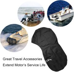 Boat Motor Covers, Full Outboard Motor Cover with 420D Heavy Duty Oxford Fabric Extra PVC Coating, Water Resistant Outboard Engine Covers Fit for Motor 100-300 HP