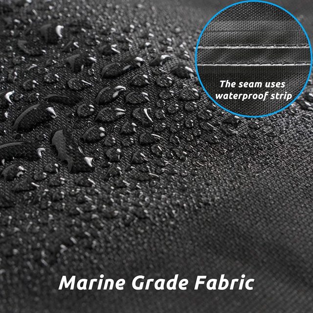 Boat Cover, Heavy Duty Waterproof Trailerable Boat Cover, UV Resistant Marine Grade Outboard Cover Compatible for Bass Boat, Fits Bayliner Tri-Hull V-Hull Fishing Runabout Boat, Black
