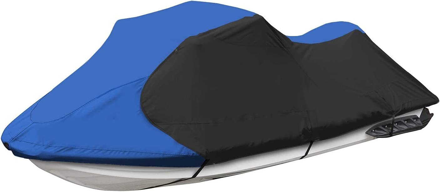Jet Ski Cover, Waterproof Marine Grade 600D Heavy Duty Polyester PWC Cover Six Sizes Black and Blue Color