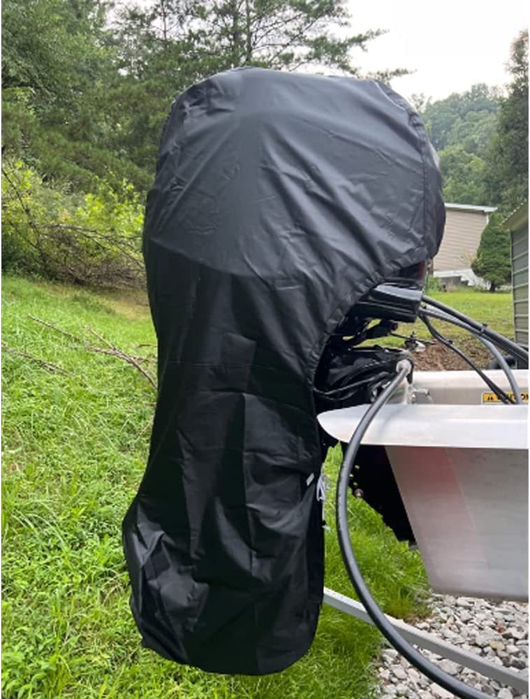 Boat Motor Covers, Full Outboard Motor Cover with 420D Heavy Duty Oxford Fabric Extra PVC Coating, Water Resistant Outboard Engine Covers Fit for Motor 100-300 HP
