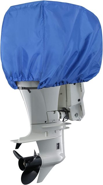 Outboard Motor Cover - Waterproof 600D Heavy Duty Boat Engine Hood Covers - Fit for Motor from 25HP up to 300 HP, Blue