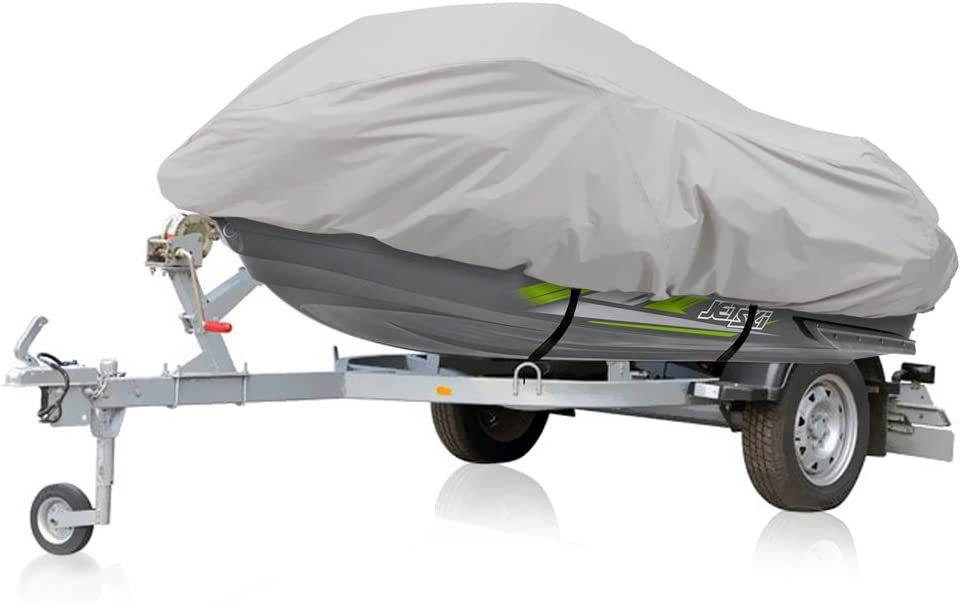 Jet Ski Cover, Waterproof Marine Grade 600D Heavy Duty Polyester PWC Cover Six Sizes Grey Color