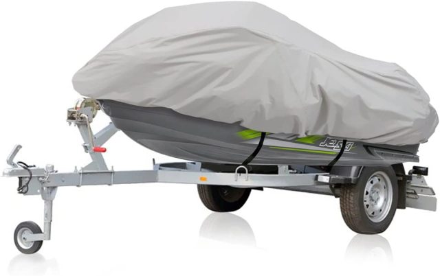 Jet Ski Cover, Waterproof Marine Grade 600D Heavy Duty Polyester PWC Cover Six Sizes Grey Color