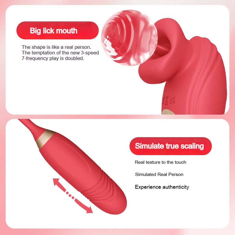 2-in-1 Clitoral Suction & Thrusting Vibrator – Realistic Lip Design, 10 Modes, Quiet & Waterproof