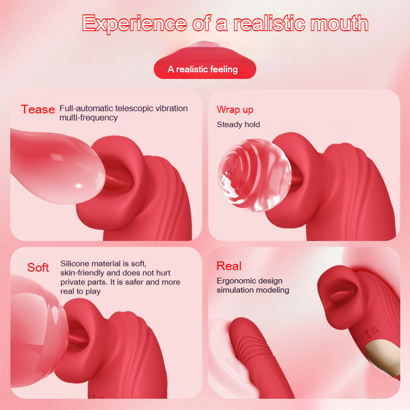 2-in-1 Clitoral Suction & Thrusting Vibrator – Realistic Lip Design, 10 Modes, Quiet & Waterproof